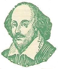 Shakespeare 's head with black beard looking slightly left looking left