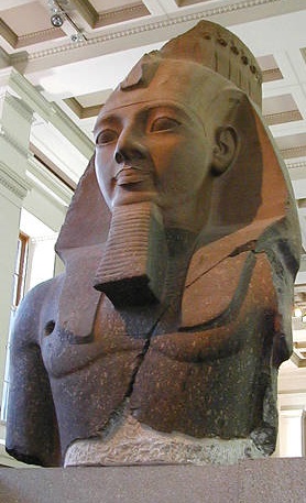 Stone head of Ramesses II looking left