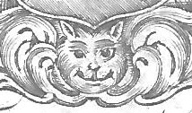 Cat's head detail from C18 bookplate