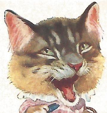 Graphic smiling cat's head