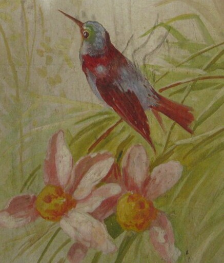 Photo (c) J.G. Betts. Fairground art Bird lookingleft on old panel rom fairground ride