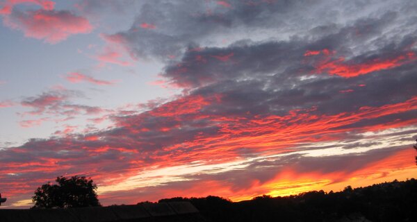 Red and black clouds at sunset